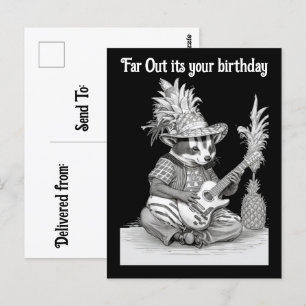 Carte Postale Blaireau jouant de la guitare avec anniversaire de
