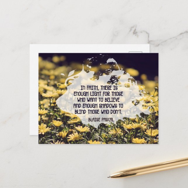 Carte Postale Blaise Pascal Citation Inspirationnelle "Dans la f (Devant/Arrière en situation)