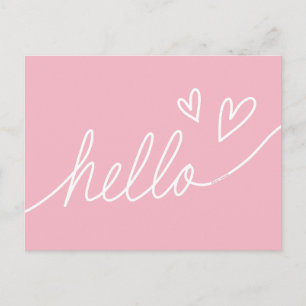Carte Postale Blanc "Bonjour" Lettres avec forme de coeur