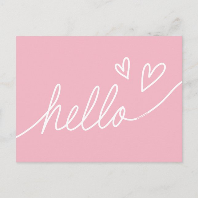 Carte Postale Blanc "Bonjour" Lettres avec forme de coeur (Devant)