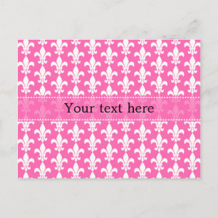 Carte Postale Blanc et roses indien Fleur de Lis Pattern