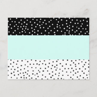Carte Postale Blanc noir turquoise aquarelle pois motif