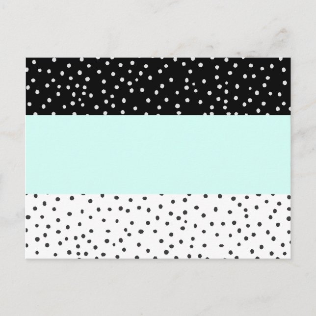 Carte Postale Blanc noir turquoise aquarelle pois motif (Devant)