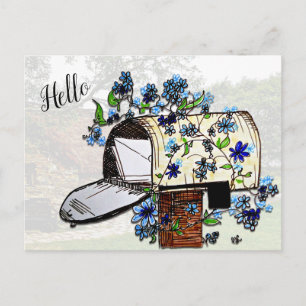 Carte postale blanche de boîte aux lettres Hello