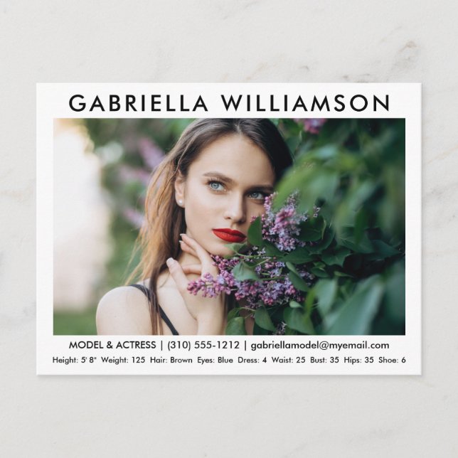 Carte postale blanche de modèle Acteur Photo Comp (Devant)