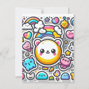 Carte postale blanche mignonne