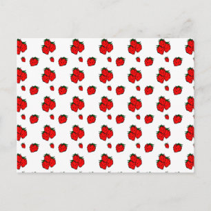 Carte postale blanche Motif aux fraises rouges