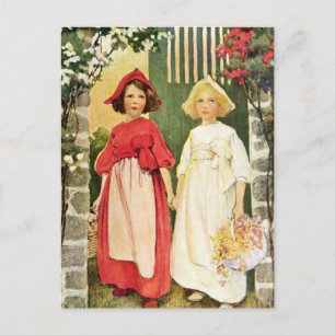 Carte Postale Blanche Neige Et Rouge Rose