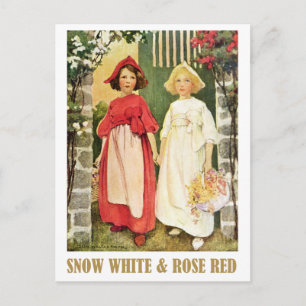 Carte Postale Blanche neige et rouge Rose