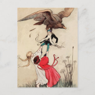 Carte Postale Blanche Neige & Rose Red Princesse Conte Vintage F