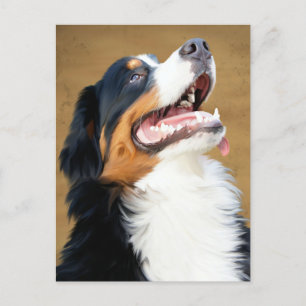 Carte postale blanche pour Chien Montagne de Bernè