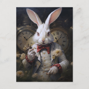 Carte postale blanche Rabbit toujours en retard