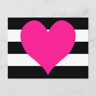 Carte Postale Blancs noirs et blancs Coeur rose chaud