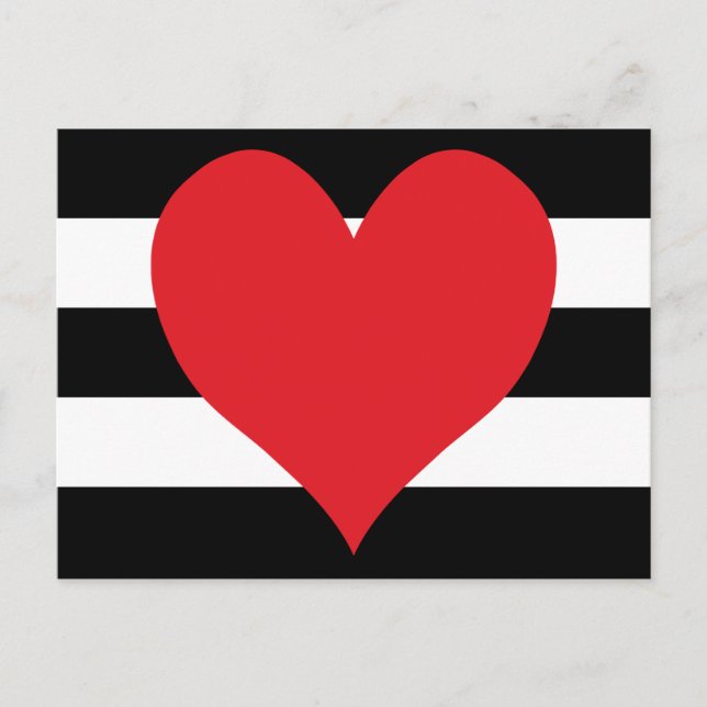Carte Postale Blancs noirs et blancs Coeur rouge (Devant)