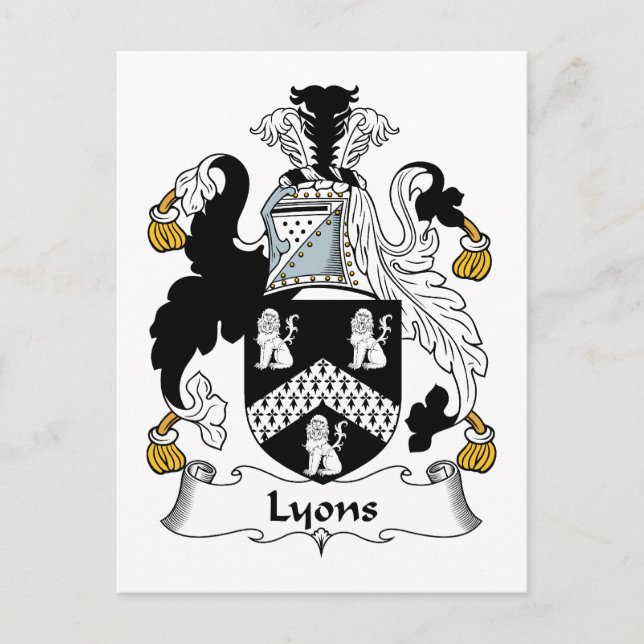 Carte Postale Blason de la famille Lyons (Devant)