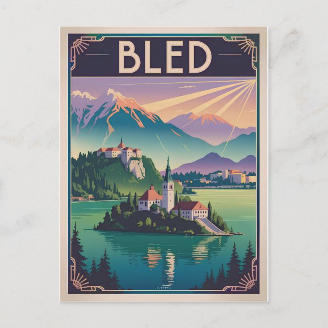 Carte Postale Bled Slovénie vintage (Devant)