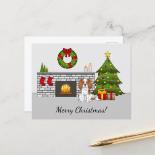 Carte Postale Blenheim Cavalier Dog Dans Une Salle De Noël