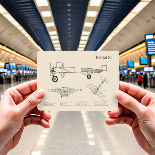 Carte Postale Bleriot XI - Plan de dessin du plan d'avion SD