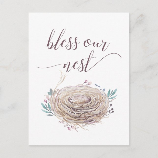 Carte Postale Bless Our Nest - Rustique, Boho Chic Design (Devant)