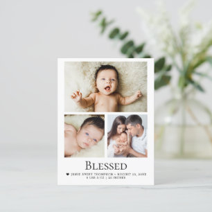 Carte Postale Blessé 3 photos de bébé Faire-part de naissance