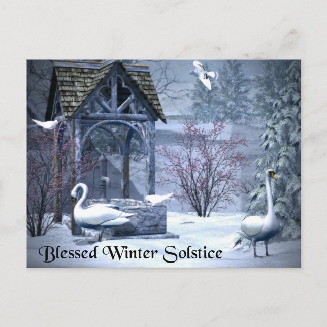 Carte Postale Blessé Swans Solstice d'hiver (Devant)