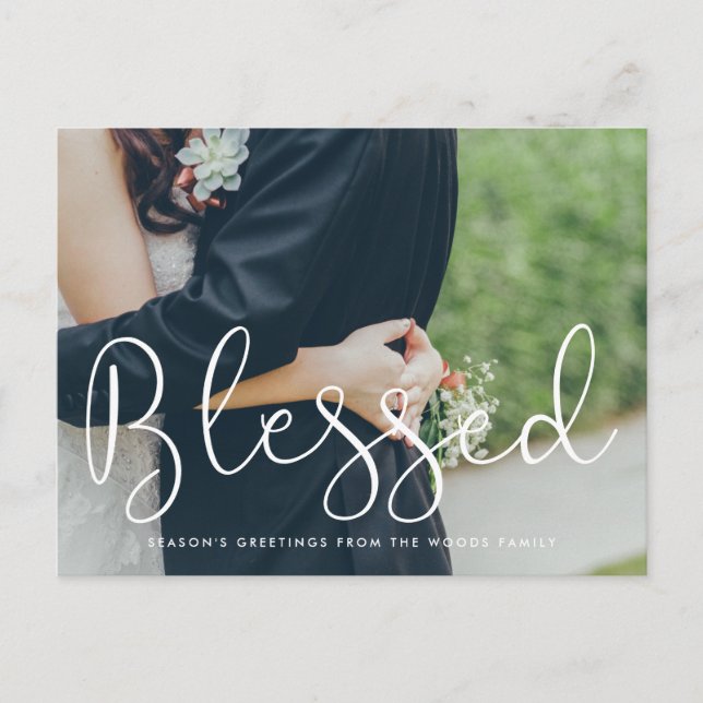 Carte Postale Blessed Whimsical script vacances photo (Devant)