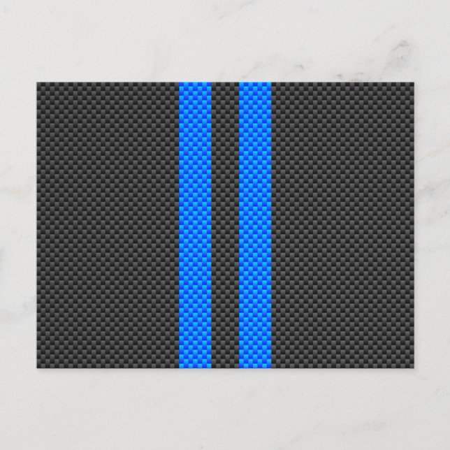 Carte Postale Bleu Accent Fibre de carbone Style bandes de cours (Devant)