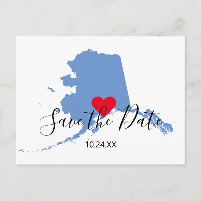 Carte Postale Bleu Alaska Plan Forme Enregistrer la date (Devant)