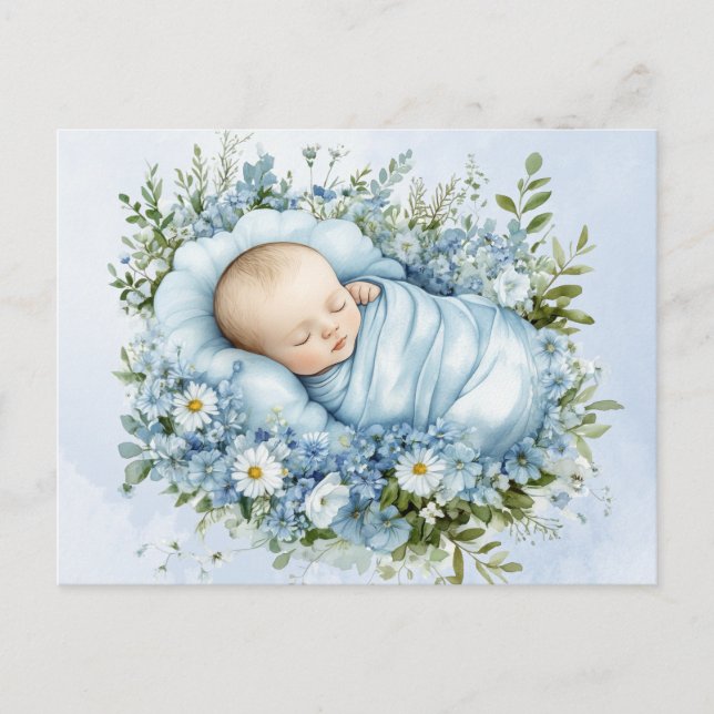 Carte postale Bleu Bébé mou (Devant)