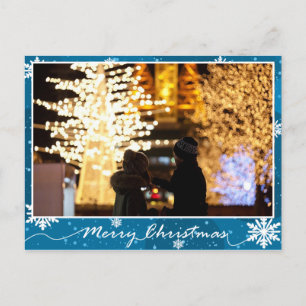 Carte Postale Bleu brillant Flacons de neige Photo Noël