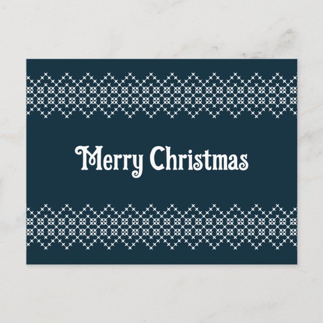 Carte Postale Bleu broderie de Noël tricot nordic (Devant)