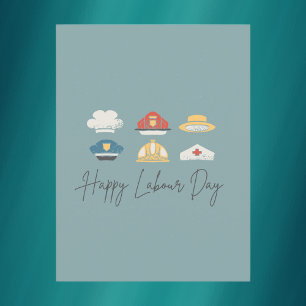 Carte Postale Bleu Canard Minimaliste Bonne Fête du Travail