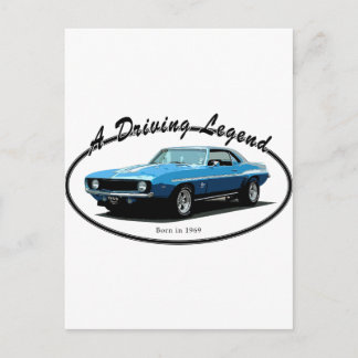 Carte Postale Bleu de Camaro 1969