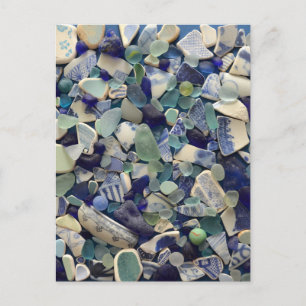 Carte Postale Bleu de la mer de verre de la plage de verre de l'