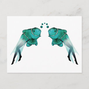 Carte Postale Bleu de poisson psychédélique