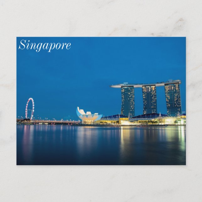 Carte Postale Bleu de Singapour au bord de la baie (Devant)