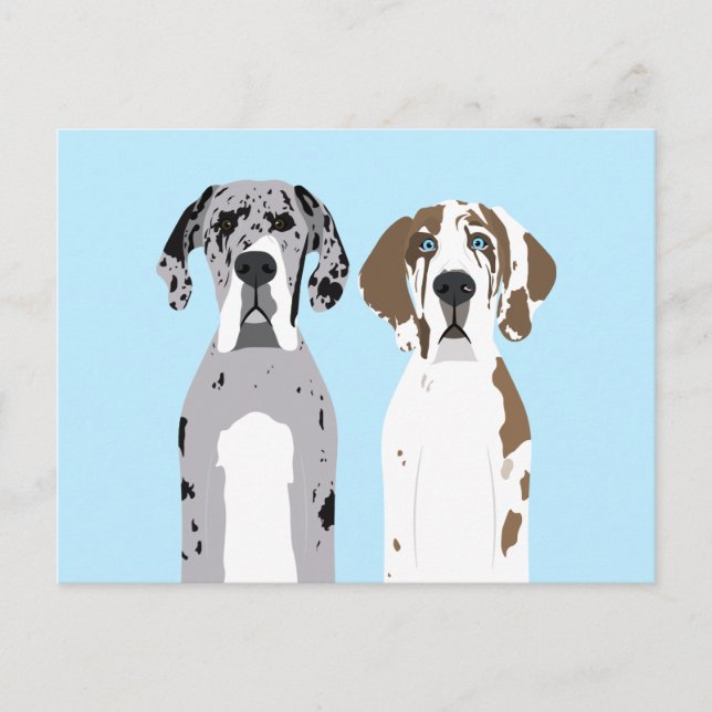 Carte Postale Bleu de très grands chiens (Devant)