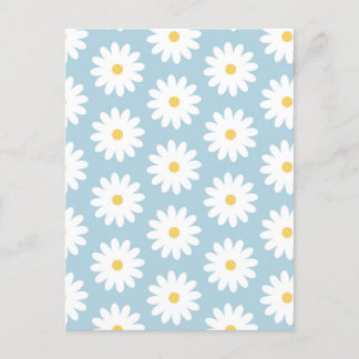 Carte Postale Bleu et blanc Retro Vintage Daisy Motif