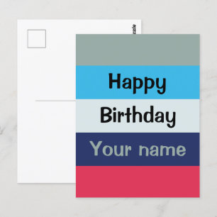 Carte Postale Bleu Et Bourgogne Joyeux Anniversaire