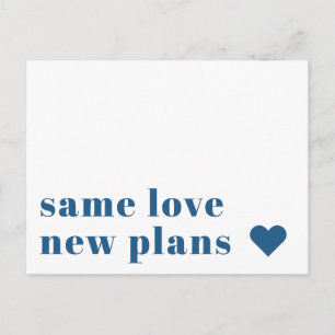 Carte Postale Bleu Faire-part de report Mariage moderne