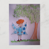 Carte postale bleu fée