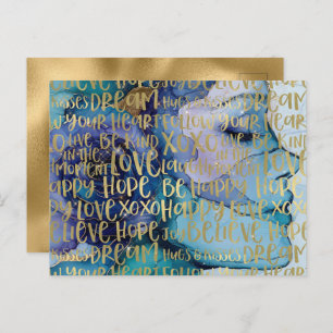Carte Postale Bleu Femme Face Or Citations Inspirationnelles