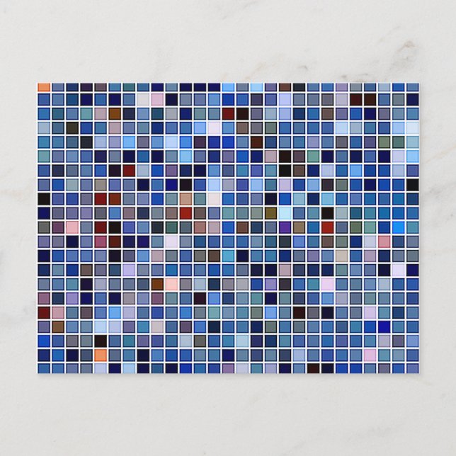 Carte Postale Bleu Funky Motif "Carrelage de salle de bain" (Devant)