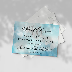 Carte Postale Bleu glamour Parties scintillant sucré 16 enregist