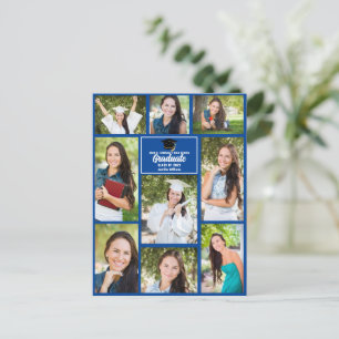 Carte Postale Bleu Graduate Photo Collage Moderne Graduation