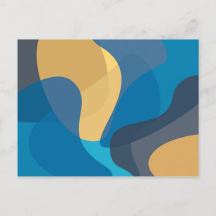 Carte Postale Bleu, jaune, cool, urbain tendance ondulé illustra