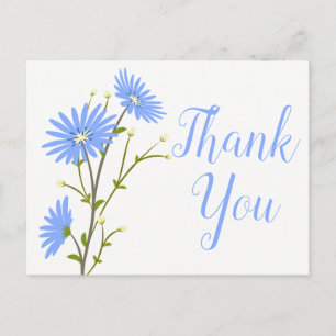 Carte Postale Bleu Merci Floral Fleur Mariage marguerites