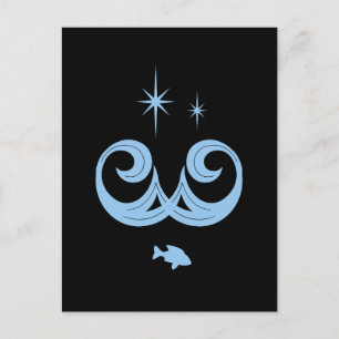 Carte Postale Bleu, Océan noir et Stars Design