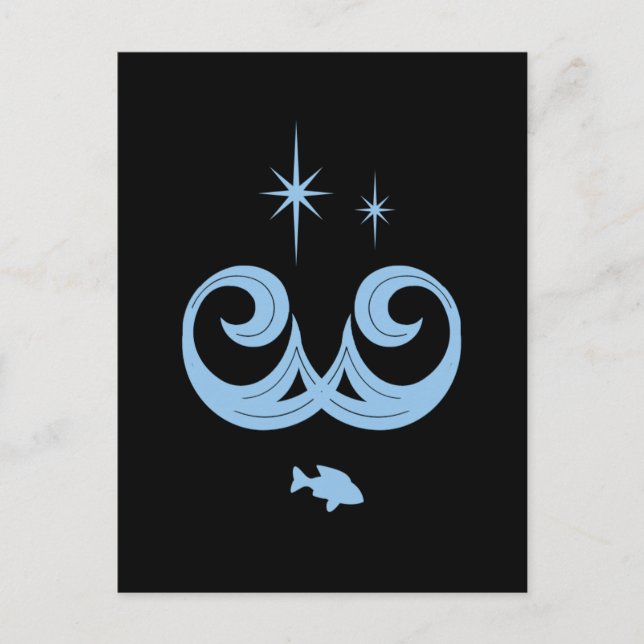 Carte Postale Bleu, Océan noir et Stars Design (Devant)