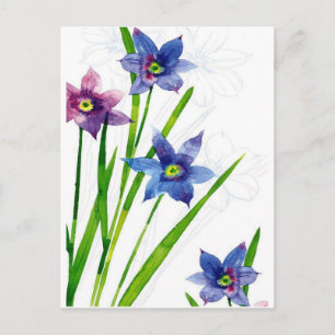 Carte Postale bleu par votre aquarelle